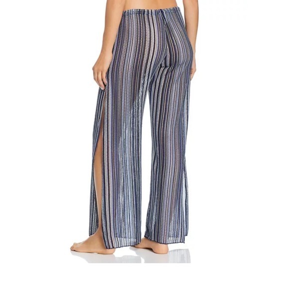 Becca Coastal Stripe Swim Cover Up Pants | Boho Resort Beach Lounge Drawstring - Picture 5 of 8